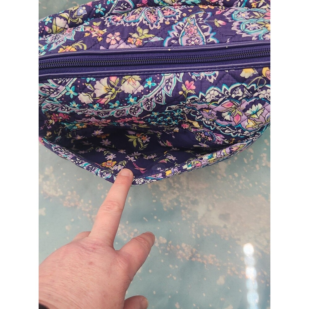 Vera Bradley Women's Purple Multicolor Floral Quilted Zip Crossbody, Lined - Picture 3 of 8